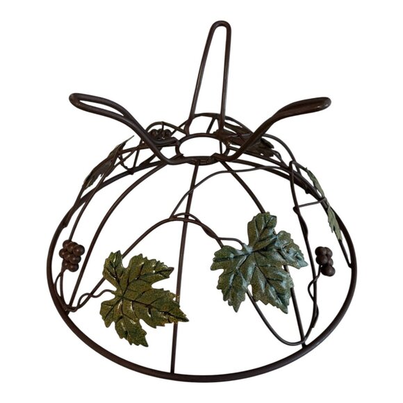 Tuscan Style Decorative Metal Fruit Bowl with Grape and Leaf Motif - Picture 5 of 5